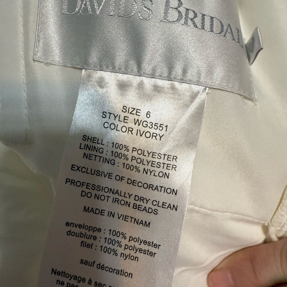 David's Bridal Cream Wedding Dress - Picture 14 of 16
